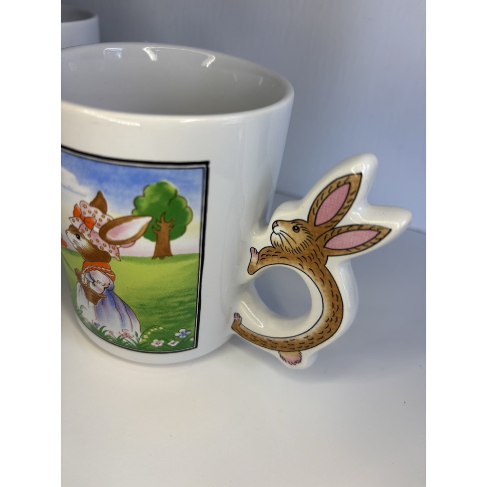 🐰4 Vintage Peter Rabbit Easter Bunny Coffee Tea Mugs Bunny Shaped Handles - Picture 7 of 9